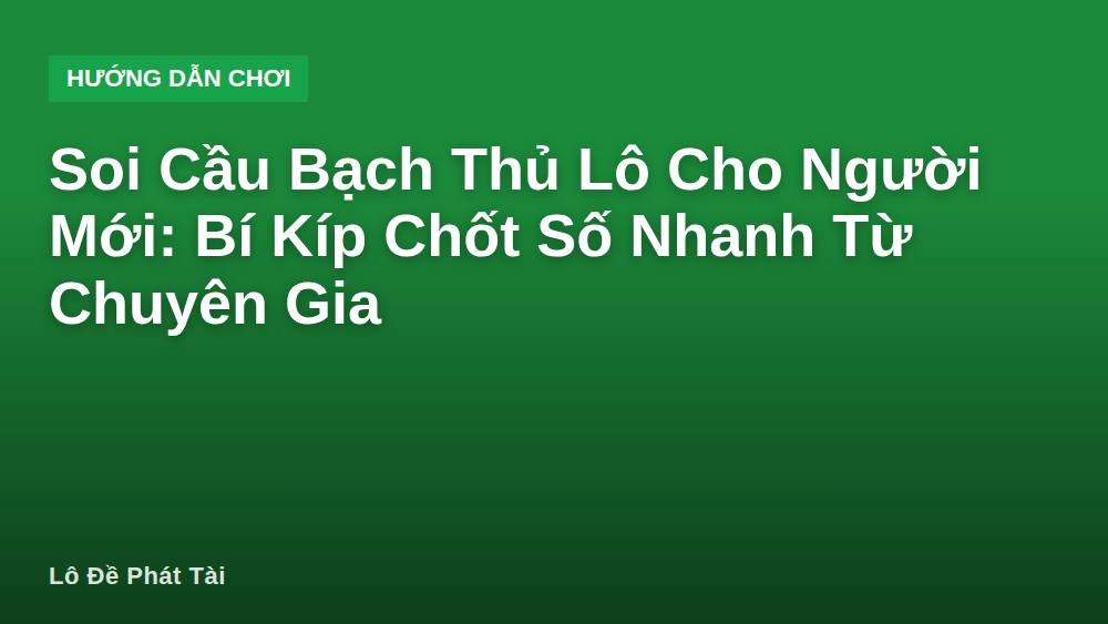 Soi Cầu Bạch Thủ Lô Cho Người Mới: Bí Kíp Chốt Số Nhanh Từ Chuyên Gia