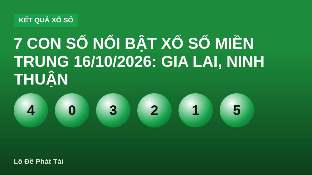 7 con số nổi bật xổ số miền Trung 16/10/2026: Gia Lai, Ninh Thuận
