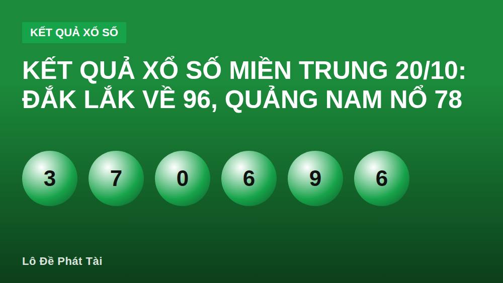 Kết quả xổ số miền Trung 20/10: Đắk Lắk về 96, Quảng Nam nổ 78
